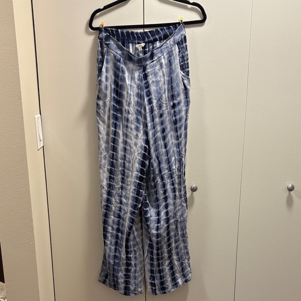 Solitaire Navy and White Tie-Dye Wide Leg Pants